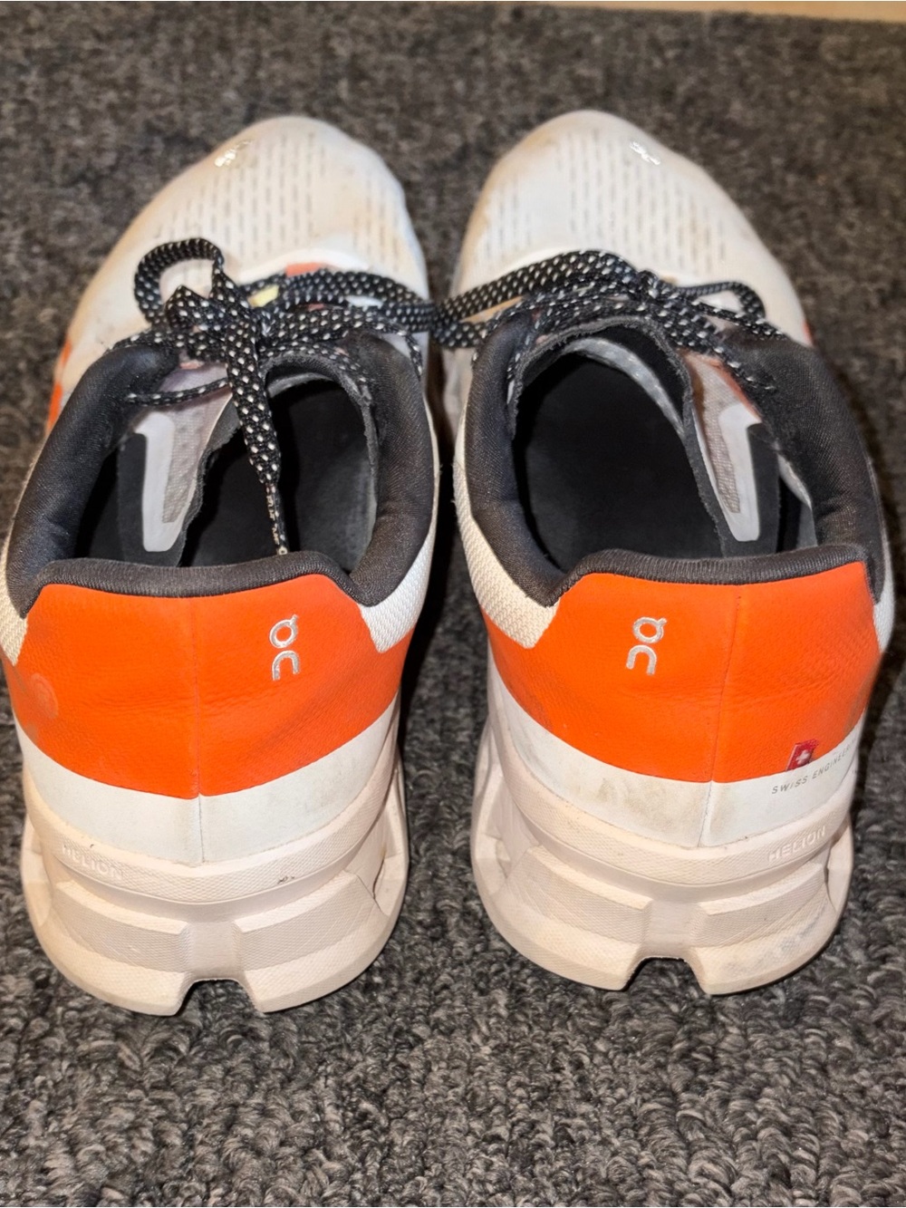 On Running Men’s White and Orange Cloudmonster Sneakers - Picture 3 of 5
